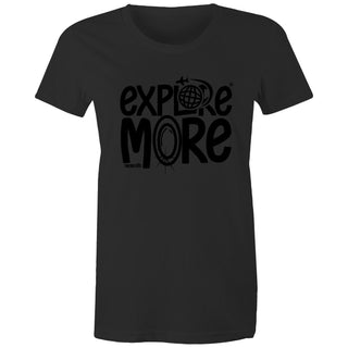 Explore More Women's All Black T-Shirt XSM-2XL